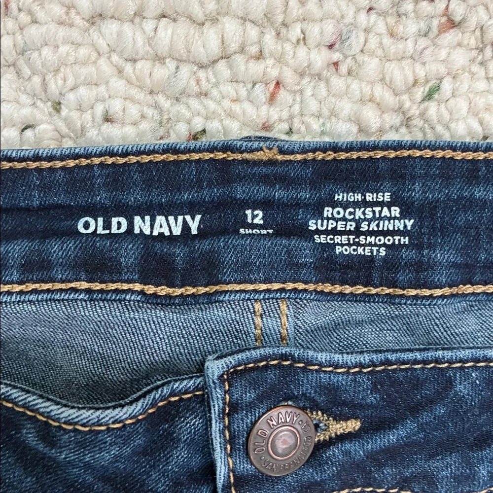 Old Navy Women's High Rise Rockstar Super Skinny Dark Blue Denim Jeans